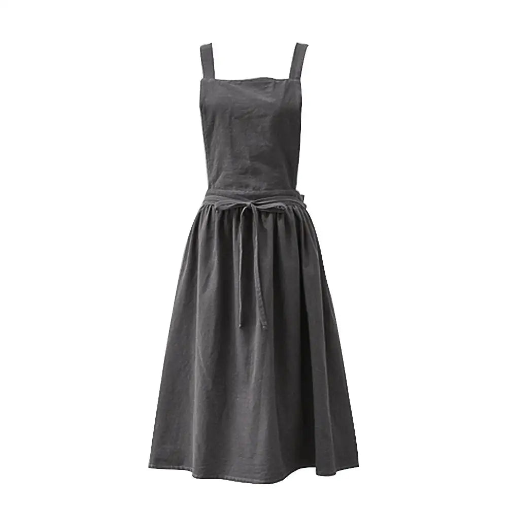 Robe tablier en coton et lin