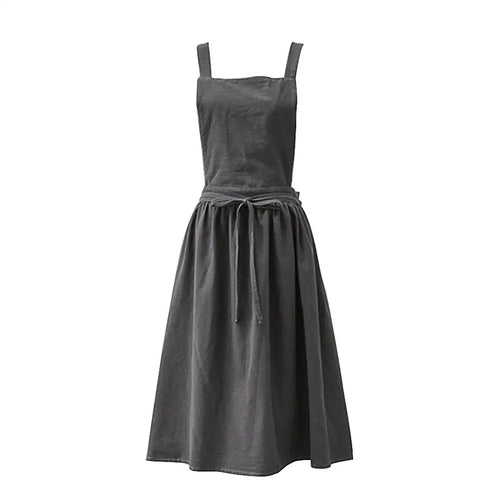 Robe tablier en coton et lin