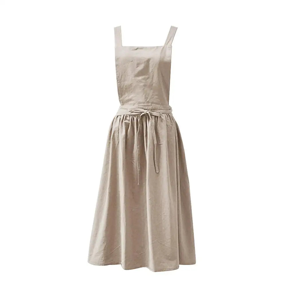 Robe tablier en coton et lin