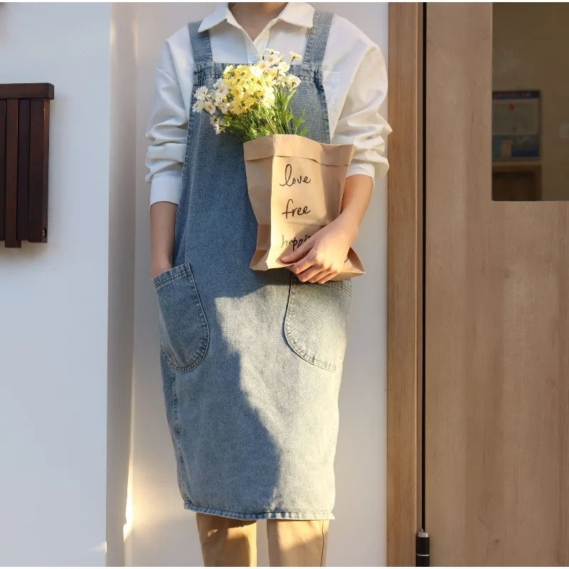 Tablier en jean denim recyclé