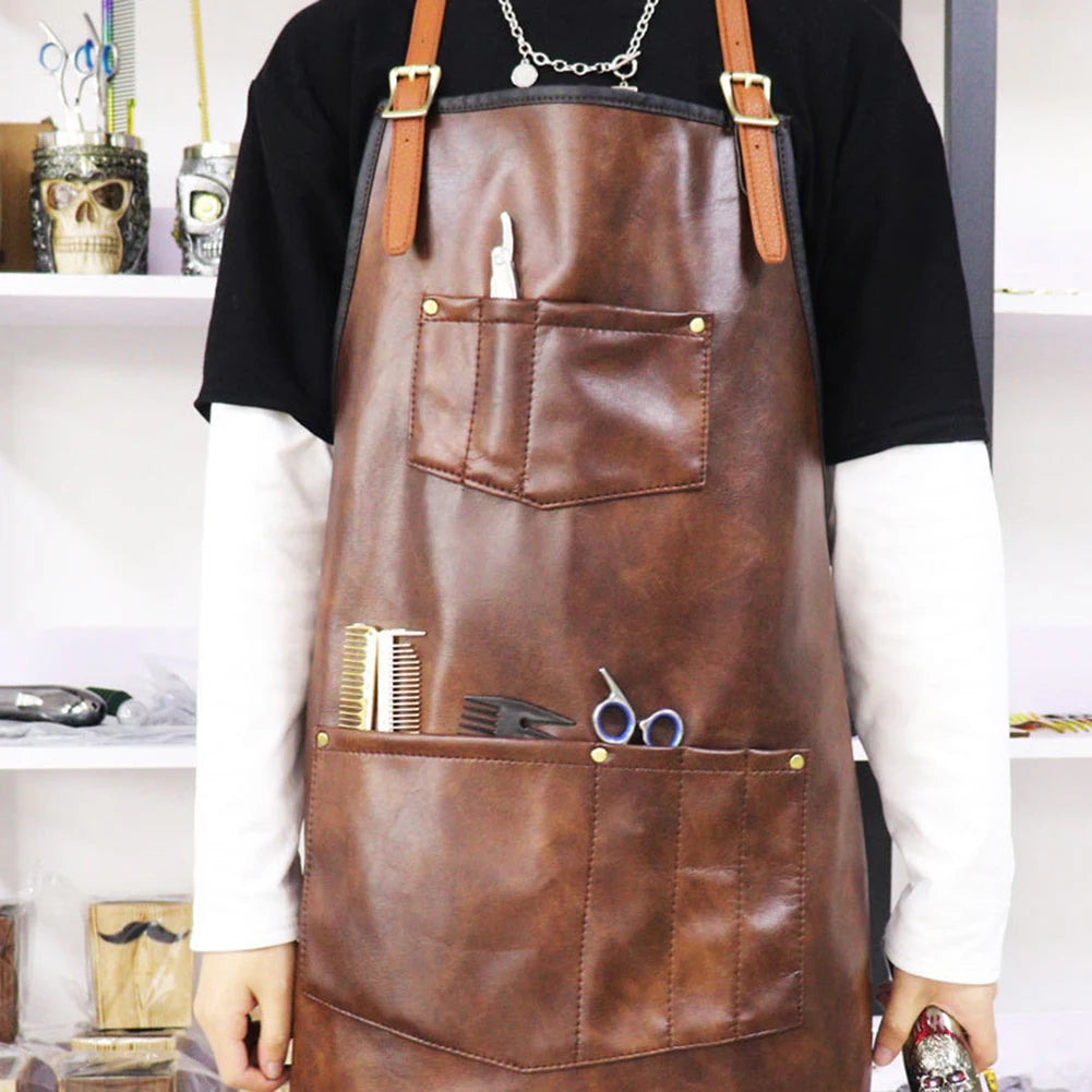 Tablier en cuir marron