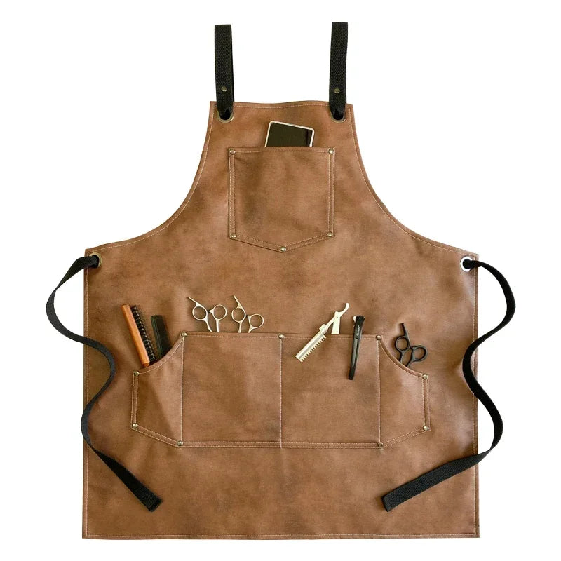 Tablier marron en cuir végan