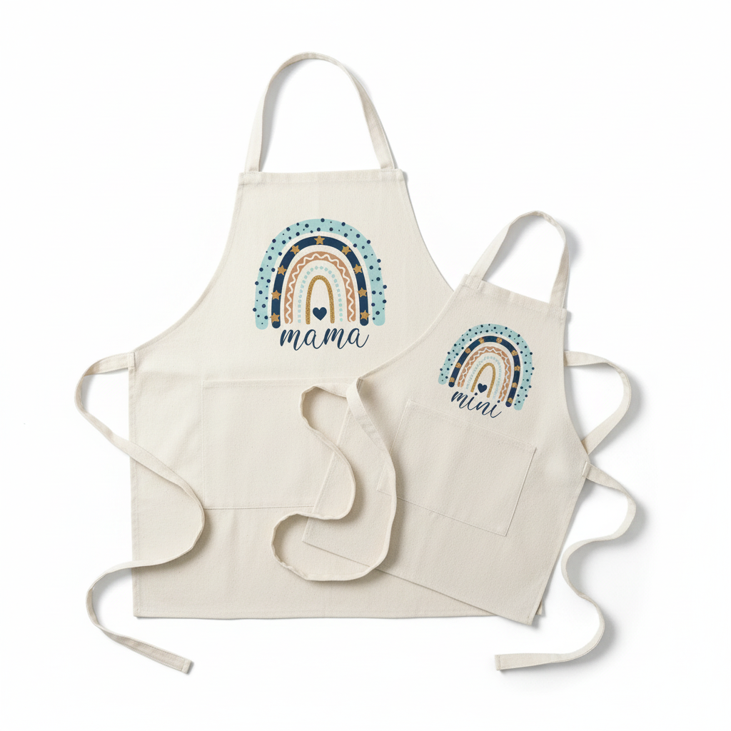 Flat lay fond blanc – Tablier maman et fille