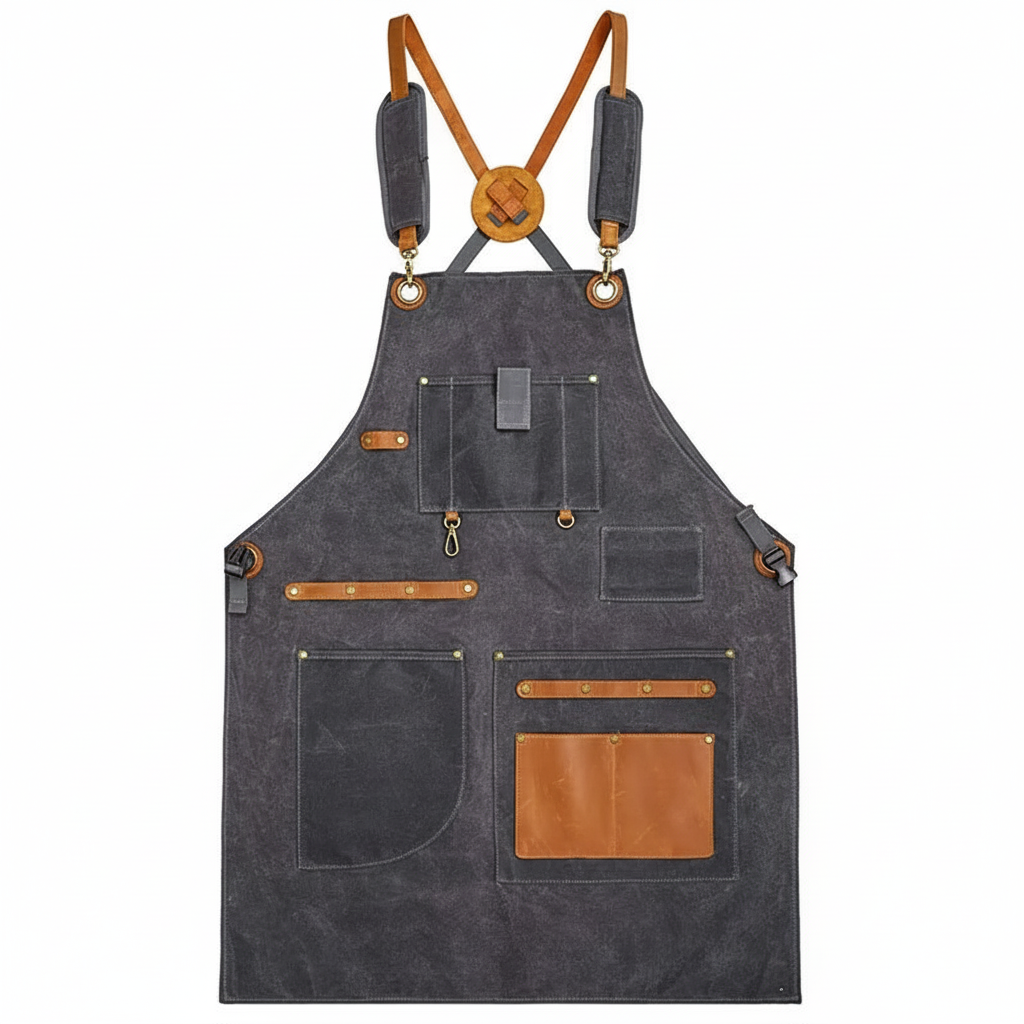 Tablier en toile cirée Dark Grey - flat lay fond blanc