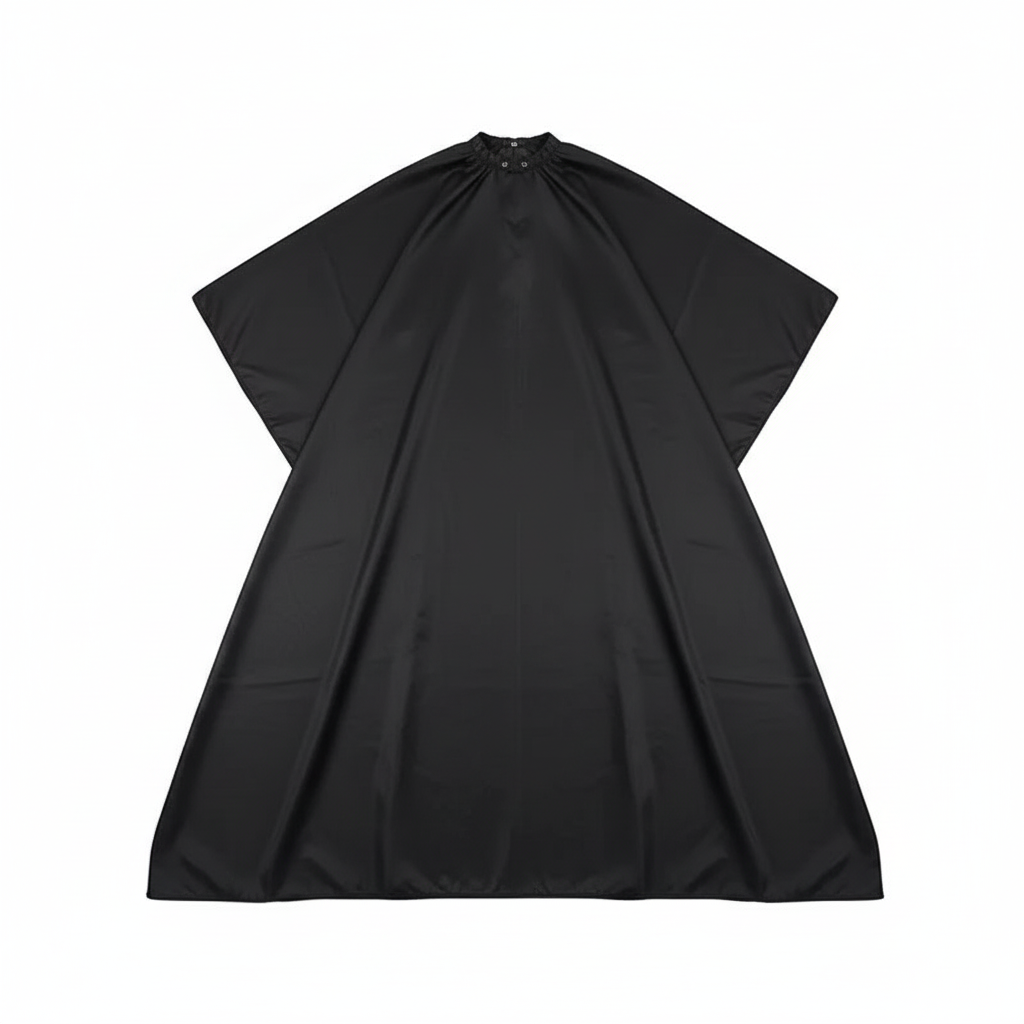 Cape de coiffure non-tissée, flat lay fond blanc, 140x160 cm