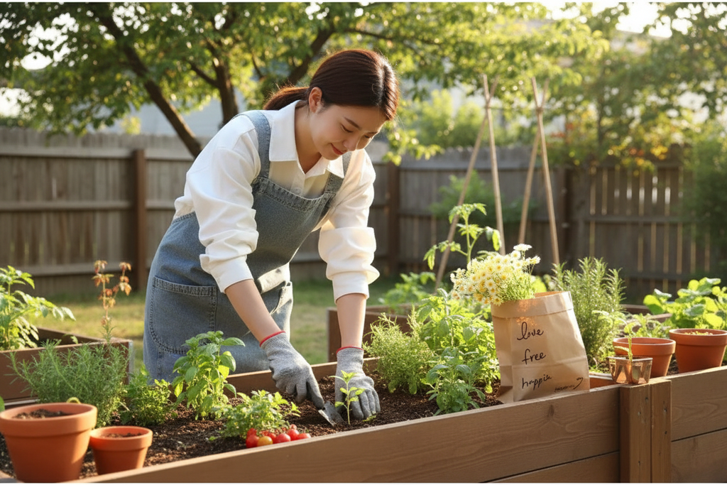 Tablier denim recyclé jardinage