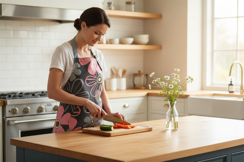 Tablier à fleurs — lifestyle cuisine quotidien