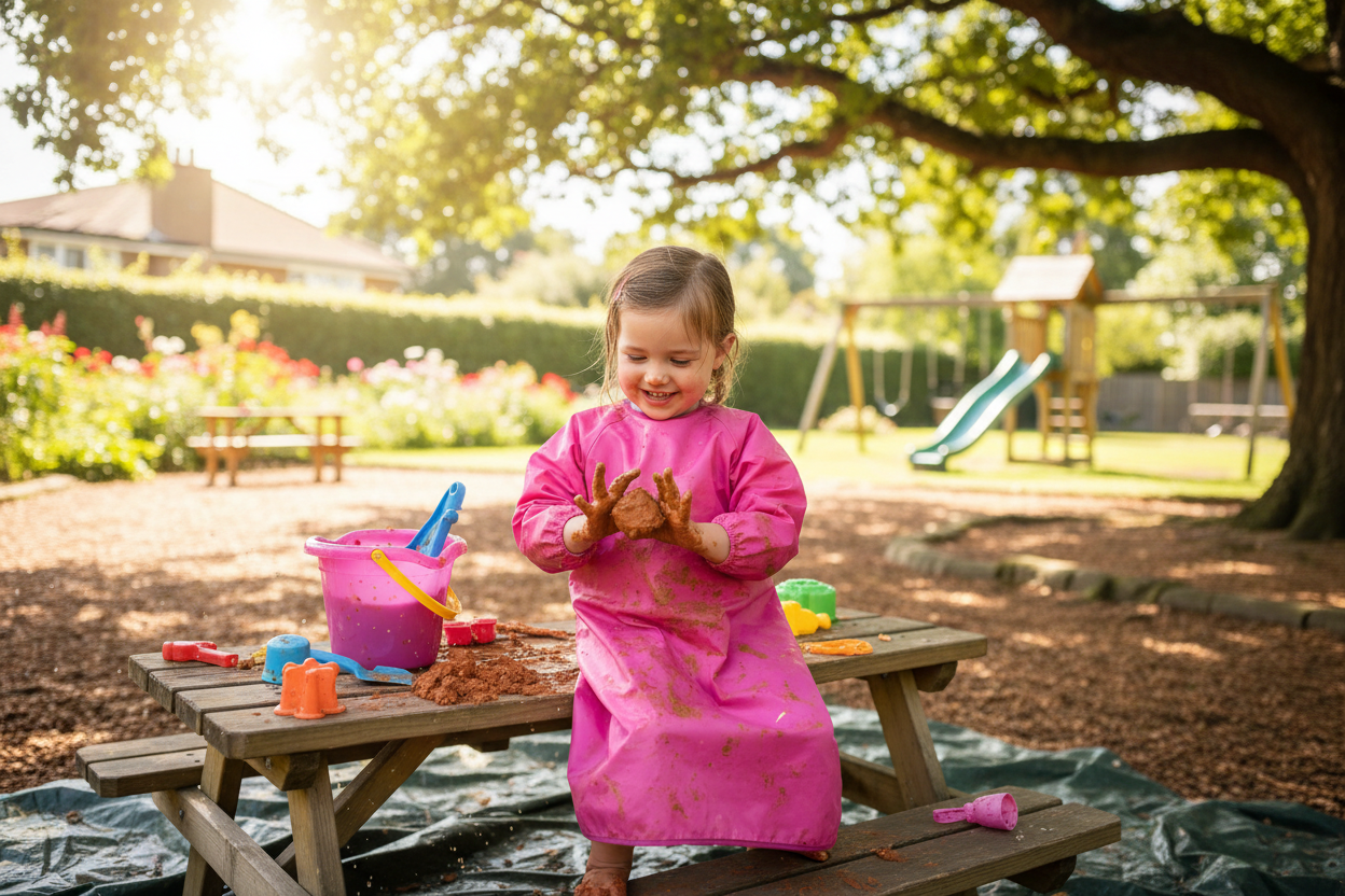 Tablier maternelle rose extérieur