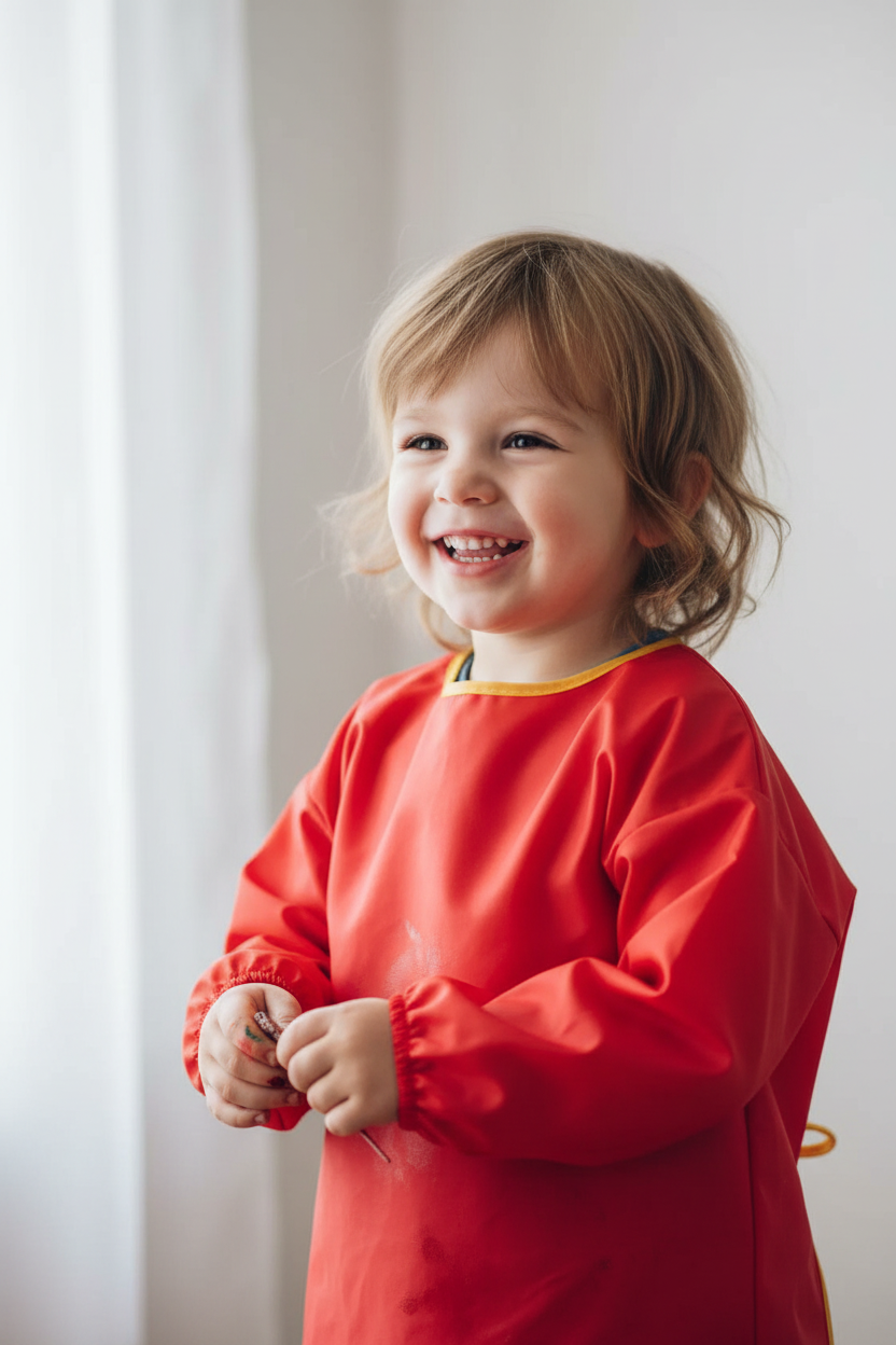 Tablier maternelle rouge portrait