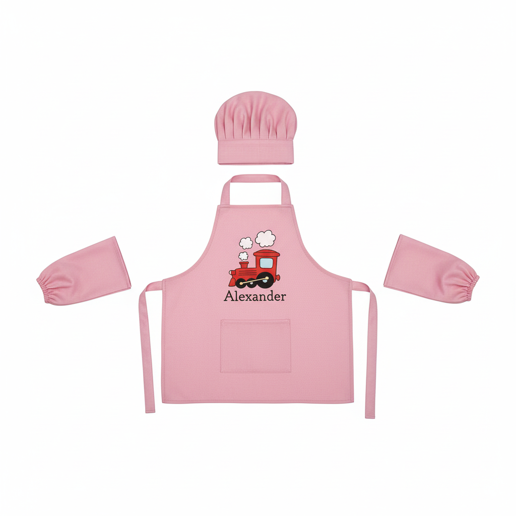 Tablier petite pâtissière + toque fond blanc
